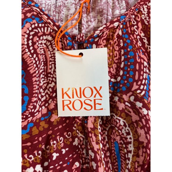 Knox Rose Tunic Blouse Large Multicolor Paisley Boho Peasant Long Sleeve NWT - Picture 4 of 9